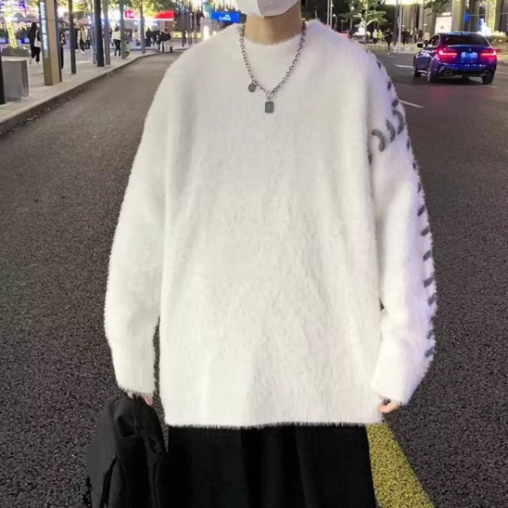 貂毛绒圆领针织衫宽松男女款百搭P52Y08,男装针织衫/毛衣,星座1112-1