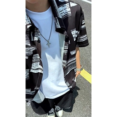 夏季新款大码休闲潮流短袖衬衫花衬衣条纹衬衫DC2252-特价P23，男装衬衫，电商A007