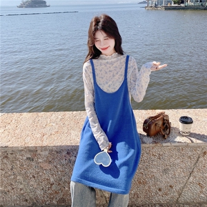 8601款小碎花蓝色两件套套装P120 198图片