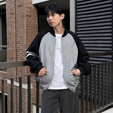 重磅秋冬北极绒开衫毛衣美式复古休闲慵懒风撞色立领针织衫外套，男装针织衫/毛衣，电商A486-1