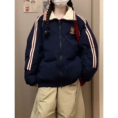 新款棉服女冬季复古藏青色宽松oversize学院风休闲百搭外套JK9003，男装棉衣，星座516A