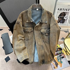 潮牌做旧牛仔夹克男女春秋季美式vintage外套高级感上衣~WT4274，男装夹克，星座601-2