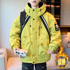 秋冬学院风连帽潮流宽松夹克加绒加厚外套A436-6811-P85149，男装夹克，电商A436