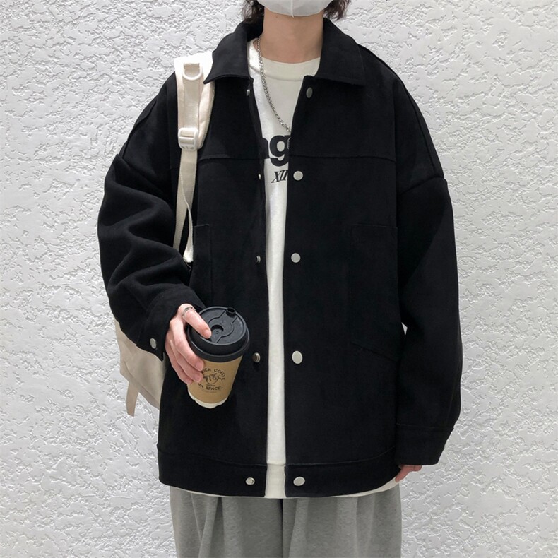 现货-设计感时尚鹿皮绒外套男宽松休闲呢子夹克A351-A130-P125图片
