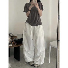 美式高街降落伞工装裤女抽绳宽松皱褶阔腿裤子休闲爵士跳舞运动裤，男装工装外套，星座506A