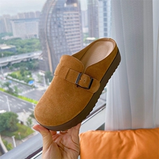 真皮包头拖鞋外穿女2024夏季新款时尚平底户外凉拖休闲半拖，女鞋拖鞋，电商A223