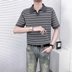 条纹标准2024夏季原宿气质新款短袖青春流行潮流男POLO衫TM24，男装T恤，星座1116A-2（原606A-1）