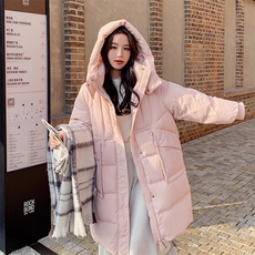 韩版中长款奶fufu连帽羽绒服女2025年冬季新款加厚显瘦白鸭绒外套，女装羽绒服，辉之琳