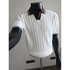 盗图老钱风海鸥领提花撞色冰丝针织短袖POLO衫H91048/P58控88，男装T恤，电商A243