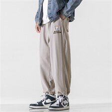 日系2023秋冬款个性后开叉宽松束脚运动休闲潮牌裤子2111-P45控69图片