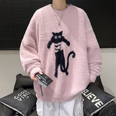 秋冬套头毛绒加厚长袖针织衫美式慵懒风宽松圆领毛衣男M1695-P56，男装针织衫/毛衣，星座512-4