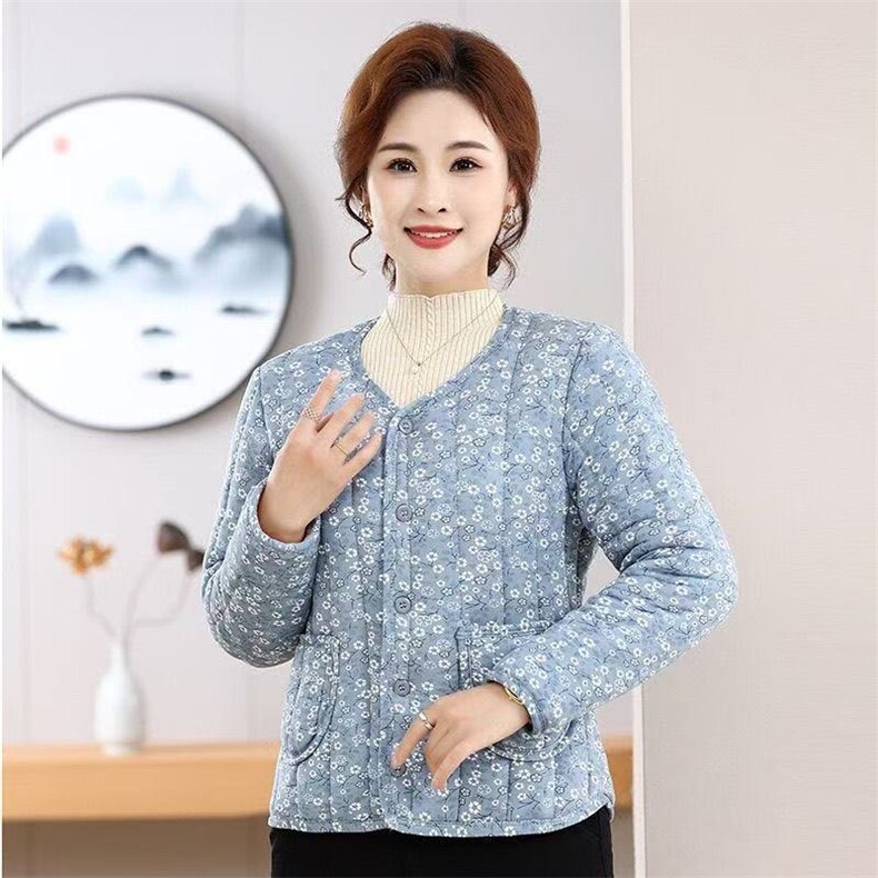 2025年秋季时尚百搭通勤简约碎花棉袄，女装短外套，雪迪羊绒