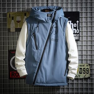 网格机能拉链连帽棉马甲男冬季百搭青年马夹A090-MJ20 P75 限98图片