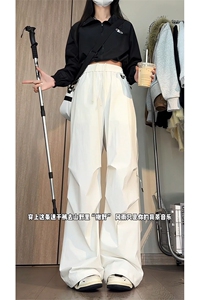 户外纯色休闲裤韩系打褶垂感直筒工装长裤男女 C62161-TP3568图片