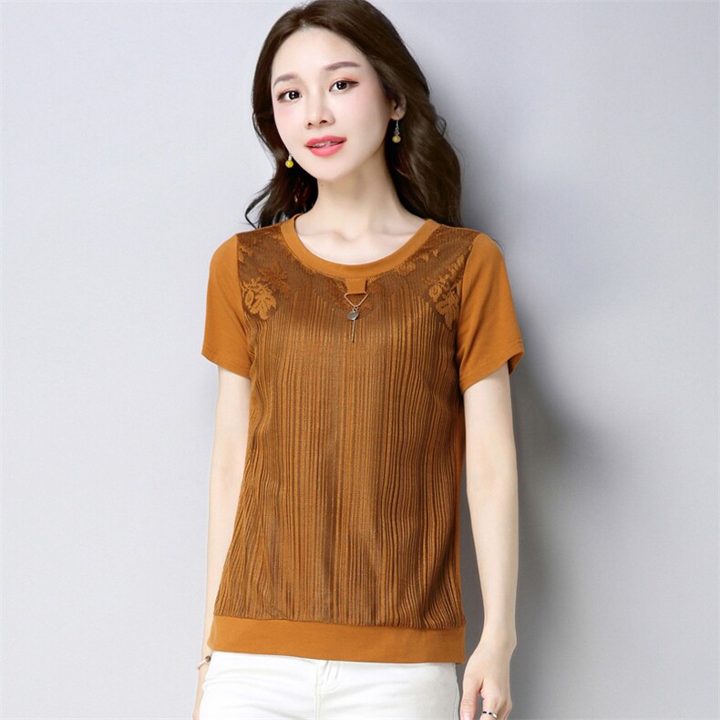韩版潮流时尚百搭休闲显瘦气质优雅修身短袖2021年夏季，女装T恤，丽影随形