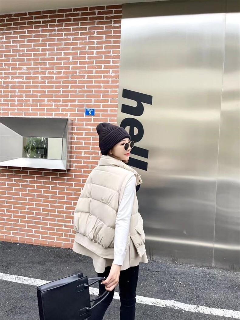 2021新款马甲拼接空气层羽绒服，女装马甲，优彩