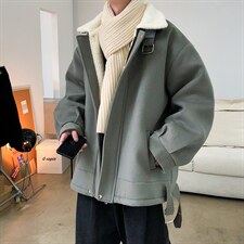 秋冬呢料港风ins纯色加厚羊羔毛短款男保暖棉衣A071-089-P125,男装棉衣,电商A071