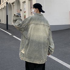 刮烂破洞牛仔夹克宽松ins情侣上衣秋季新款炸街外套JK02076-P60，男装夹克，星座308B-1