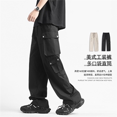 深度库存秋冬多口袋宽松工装裤美式机能休闲裤子男K10052-特P35，男装工装外套，电商A099