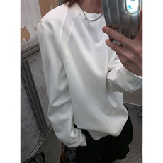 抖音得物品质26春装美式高街曼巴棉螺纹拼接卫衣圆领长袖T恤YT164，男装T恤，电商A486-1