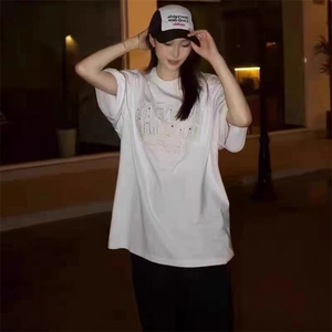 万针全刺绣工艺抖音得物高品质260克重磅纯棉双纱美式高街短袖T恤图片