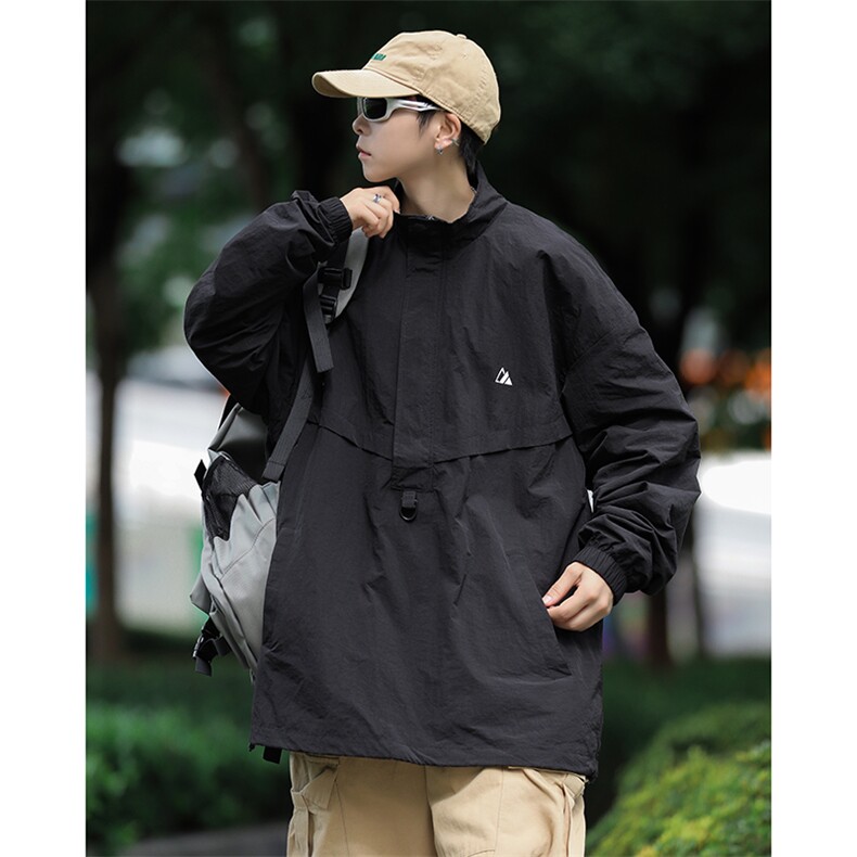 山系户外防泼水冲锋衣外套情侣半拉链拼接机能夹克JK09266-P53,男装夹克,星座308B-1