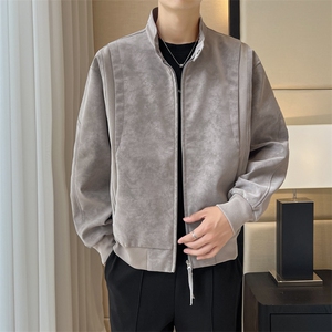 2025秋季新款现货绒感雾花皮衣男立领夹克外套DSA157B-J2550-P85图片