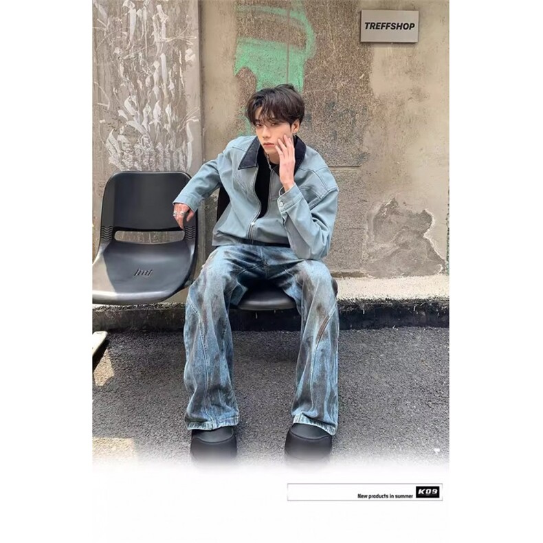 网络图现货潮牌痞帅原版高质量纯棉登山布拼皮夹克JK982-P66,男装夹克,星座715-7
