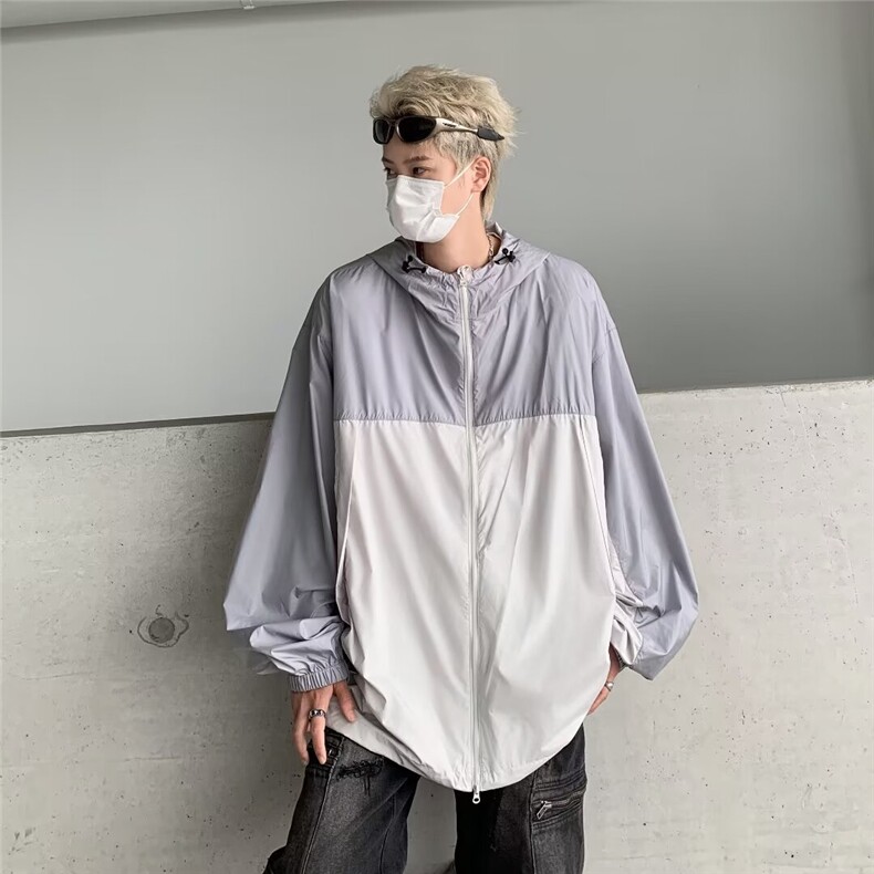 防晒衣男士韩版潮流拼色高街连帽帅户外2024夏季ins外套W5924-P43,男装防晒衣,星座412-2