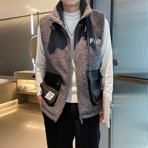 2024冬季加厚羊羔毛立领棉马甲背心外套男M501-p115控165图片