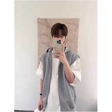 纯色连帽无袖背心马甲男夏季款痞帅拉链开衫上衣青少年MZ31，男装卫衣，星座1116A（原606A-3）
