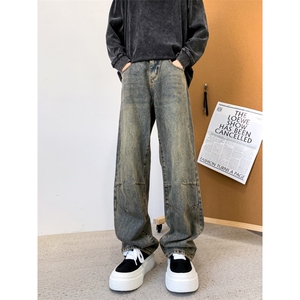 主推款！现货 直筒牛仔裤男宽松水洗做旧长裤A080-6101-P6588图片