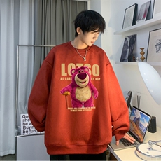 春季新款潮流卡通动漫印花宽松落肩麂皮绒卫衣JK23333-特批36控59，男装卫衣，星座605(原A050)
