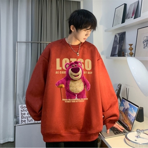 春季新款潮流卡通动漫印花宽松落肩麂皮绒卫衣JK23333-特批36控59图片