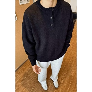 秋冬美式亨利领毛衣男复古休闲针织衫男纯色毛衣A5009-P52图片