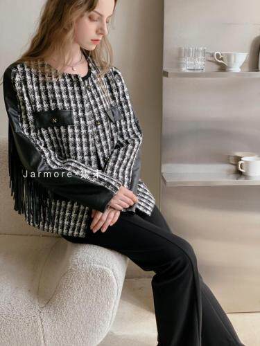 隽末2021秋季新款小香风拼接皮。AB面后背流苏炸街S，其它，Jarmore隽末