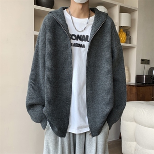 秋冬加厚加绒连帽开衫毛衣慵懒风针织衫外套M600-p75图片