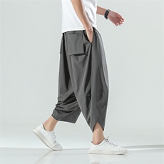 2025新中式冰丝凉爽沙滩裤汉服宽松阔腿裤A057-K171-P30，男装民族服装，电商A057B