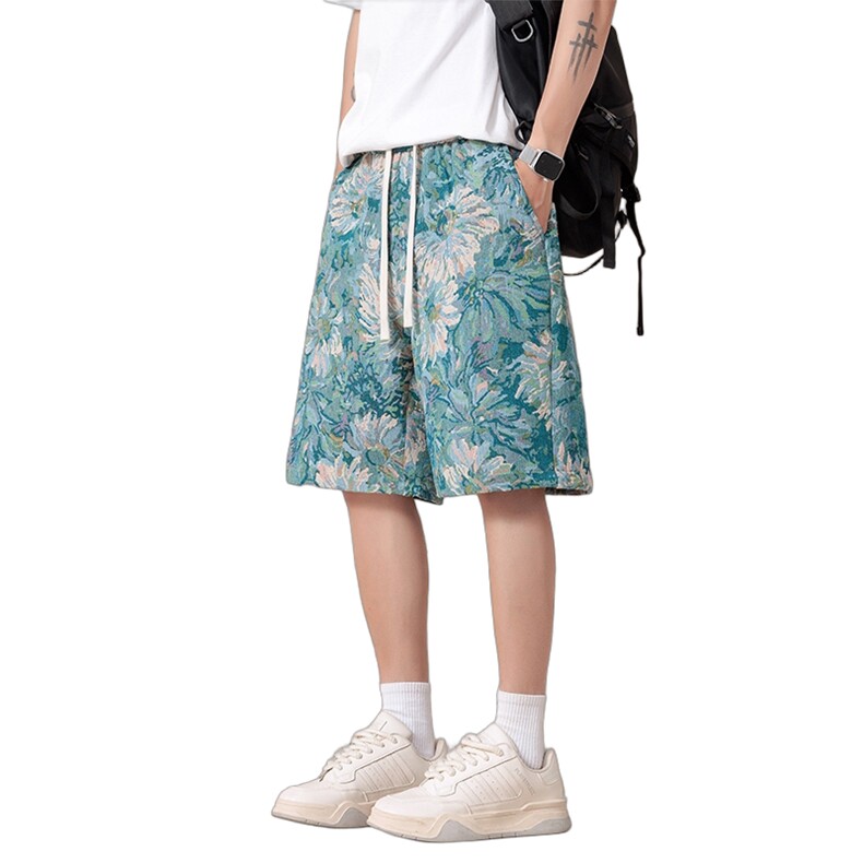 K208-P32控49新款现货夏季宽松男士提花休闲短裤,男装牛仔裤,星座209-1