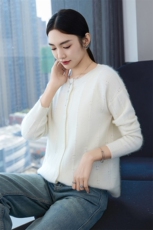 优雅气质女士羊绒开衫精致竖纹镂空设计百搭显瘦外套，女装羊绒衫，百越羊绒