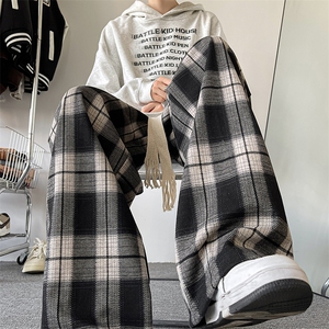 8XL-M 特大码休闲裤男加肥加大码格子裤阔腿裤K917p68控88图片