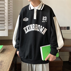 港风POLO领卫衣男情侣有中性风大码休闲套头外套男C7720P55控88，男装卫衣，星座226-1