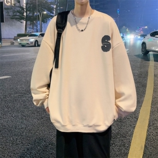 Y5035P35秋季港风刺绣圆领卫衣男宽松长袖T恤打底衫外套，男装卫衣，星座1204-3
