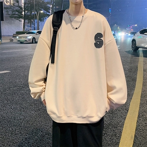 Y5035 P35秋季港风刺绣圆领卫衣男宽松长袖T恤打底衫外套图片