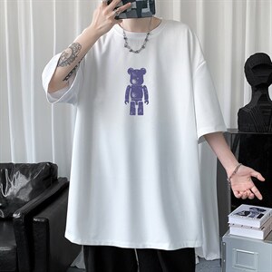HT73242-P22 华夫格t恤男短袖男大码五分袖  短句风图片