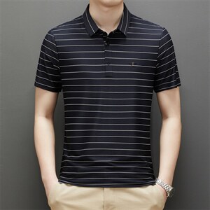 夏季新款男士翻领短袖t恤中年有领男装上衣服休闲POLO衫图片