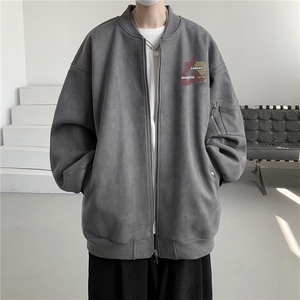 24春秋款美式复古麂皮绒飞行棒球服男女夹克外套JF3378-P80控108图片