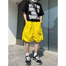 多巴胺刺绣速干七分裤男女夏季hiphop冰丝休闲伞兵裤情侣过膝短裤，男装牛仔裤，星座1210-1