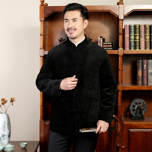 中青年唐装90绒羽绒服复古盘扣灯芯绒风羽绒服外套CF988-P230图片