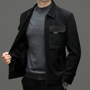 2023冬季新款男装翻领加厚皮羽绒中年男士休闲PU皮上衣保暖外套图片